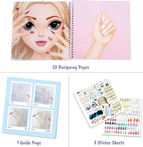 5 BSCOOL - Drawing, Coloring & Activity Book. Nail Design Book with Stickers and Guides. Fashion Design Sketchbook