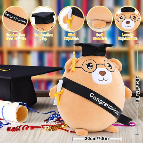 Emoin Graduation Bear Plush, 11.8'' Graduation Stuffed Animal Bear with Cap, Gift for Boys and Girls