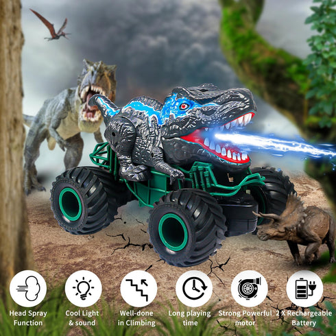2.4GHz 3 4 5 6 7 8-12 Dinosaur Remote Control Car, RC Mega Monster Truck Toys for Toddlers, Dinosaur Toys with Light
