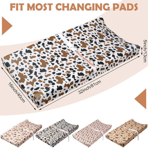 4 32 16 5 Inch CroBlissful Pcs Western Stretchy Baby Changing Pad Covers for Boys and Girls Soft Diaper Changing Table