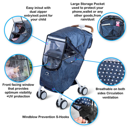 Stroller Rain Cover,Stroller Cover for Winter,Universal Stroller Accessory,Waterproof, Windproof, Ventilation, Sun