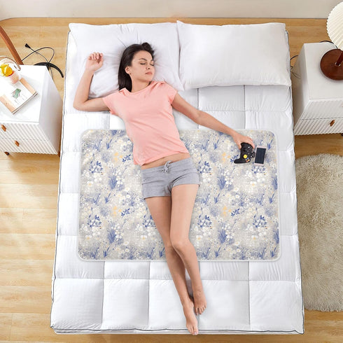 siphylline 52" 34" Blue-Flowers Extra Large Resuable Toddler Mattress Pads Soft Absorbent Flat Crib Pads Changing
