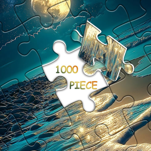 PICKFORU 1000 Beach Jigsaw Puzzle Pieces, Ocean Moon Nature Art Scenery, Colorful Magic Beach Themed Puzzle