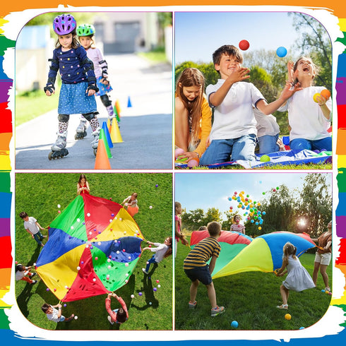 43 Pcs 3 in 1 Carnival Outdoor Games Combo Set for Kids, Includes 6 Plastic Cones, 12 Ring, 12 Bean Bags, 10 Foot
