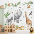 Jungle Safari Animal Wall Decals for Kids Room - Wildlife Wall Stickers Giraffe Elephant Leopard Zebra Monkey Removable
