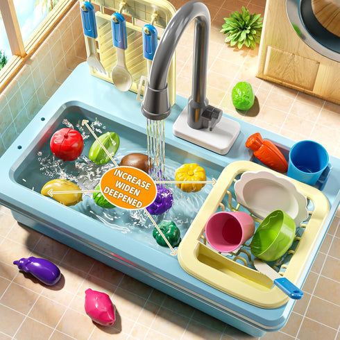 3 4 5 6 7 3-5 JUKUDAHU Play Sink with Running Water, Play Kitchen Toys Sink for Kids Years Old, Electrical Dishwasher