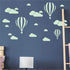 Giant Removable Vinyl 3D Hot Air Balloons with Clouds Wall Decals, DIY Nursery Decor for Kids Bedroom Art (White) D952