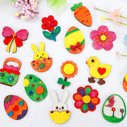 36 4-8 8-12 Worgree Easter Crafts for Kids, Pcs DIY Wooden Magnets Art Craft Supplies Painting Kit for Boys Girls Ages
