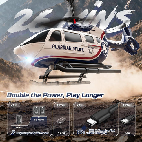 8-12 DEERC RC Helicopter,Rescue Remote Control Helicopter for Kids & Adults,Toys Helicopter with Altitude Hold, One Key