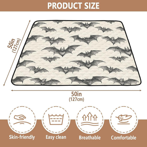 KICPOAY 50 50 Baby Play Mat Halloween Scary Bat x Playpen Mats for Floor Play Gym Crawling Mat Non-Slip Cushioned Baby