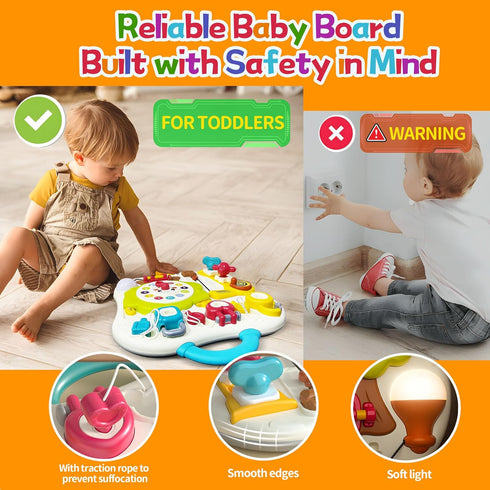 2024 NEW Montessori Busy Board Sensory Toys for Toddlers 1-3, 13 Activity Music & LED Light Up Toys for 2+ Year Old,