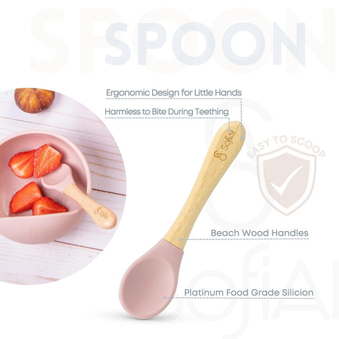 Silicone Baby Feeding Set, First Stage Baby Eating Supplies, Suction Bowl, Bib, Spoon, Gift Bag, 6-12 Months