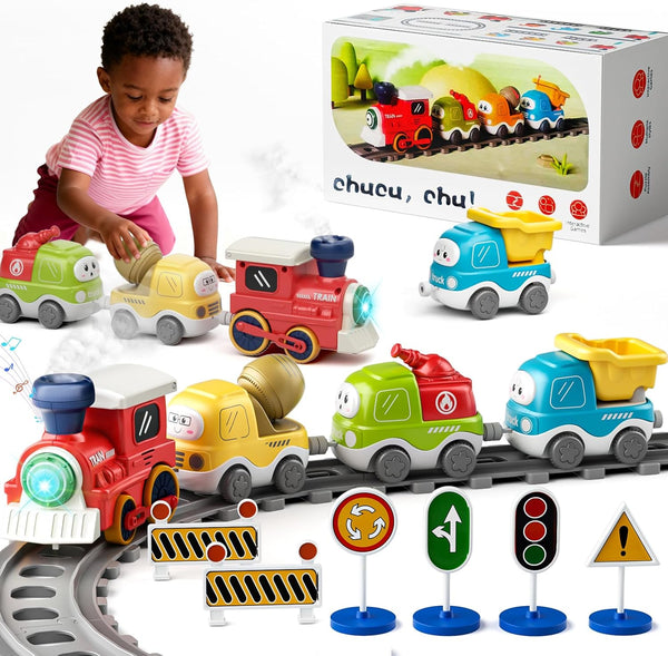 Electric Train Set for Toddlers with Sound & Lights, Magnetic Connection Train
