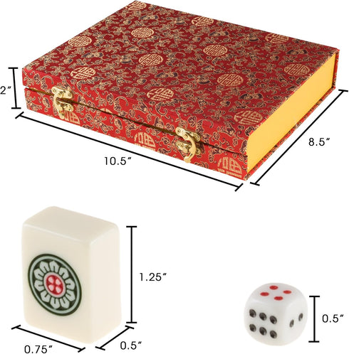 Hey! Play! Chinese Mahjong Game Set - 146 Tiles, Dice, Ornate Storage Case for Adults and Kids