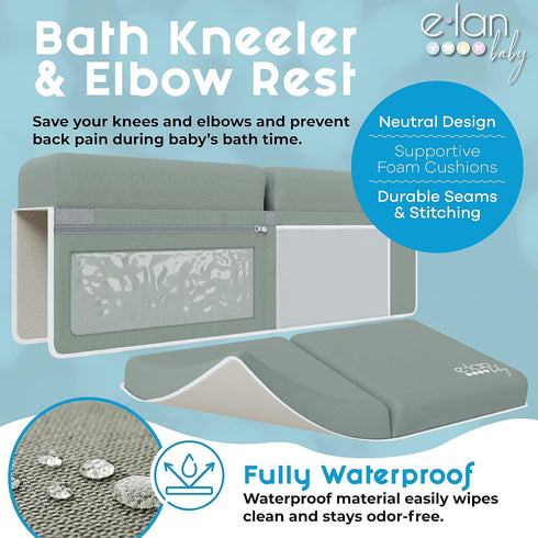 Elbow Set 4 Comfortable Baby Bath Kneeler and Rest Pad - Kneeling Pad Bath Mat with Toy Organizer Pockets,Non-Slip Baby