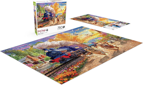 Buffalo Games Angelo Bonito Racing The Train 750 Piece Jigsaw Puzzle for Adults - Finished Size 24.00 x 18.00