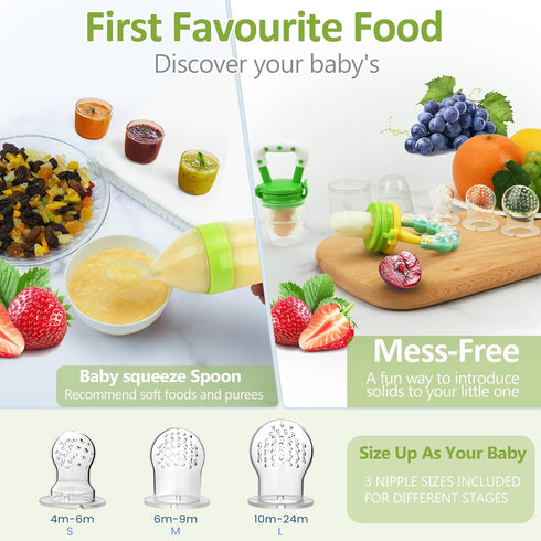 12 Pack 2 1 WAJIAYON Baby Fruit Feeder Pacifier - | Infant Food Feeder Pacifier & Babies Food Dispensing Spoon | Fresh