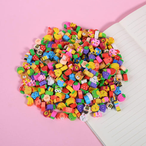 300 Pieces Mini Animal Fruit Erasers for Kids, Bulk Small Pencil Erasers for Classroom Rewards, Party Favors, Gift