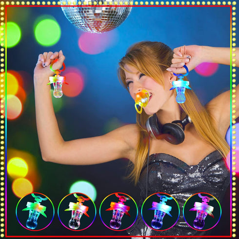 YOFOBU Halloween,Christmas,Birthday(6 LED Pacificers LED Light Up Pacifiers Necklace Flashing Pacifiers Whistles LED