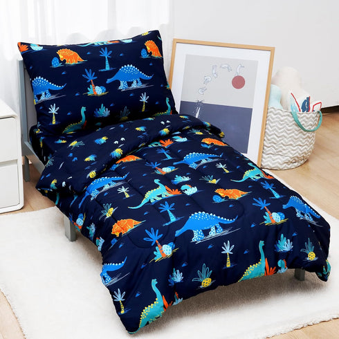 4 Set Set david's kids Piece Toddler Bedding - Soft Breathable Toddler Bedding for Boys Girls, Includes Quilted