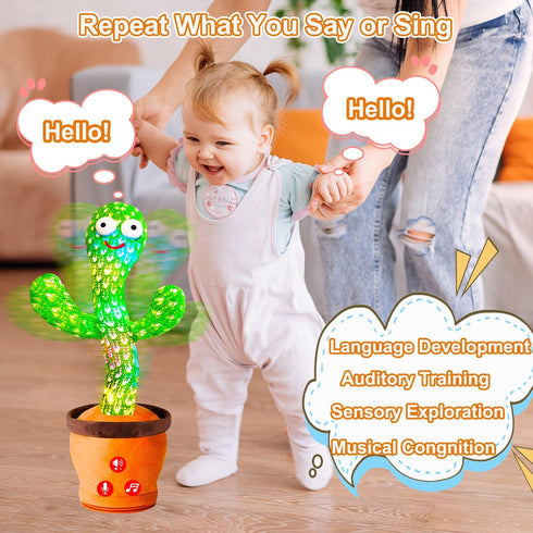 Baby Toys Interactive, Dancing Talking Cactus Toy Volume Adjustable, Mimicking Singing Repeating, Easter Gifts / Easter