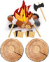 17 Pcs Pretend Camping Play Set - Decorative Round Throw Pillows, Safe Fake Campfire Plush Wood Shaped Floor Cushion