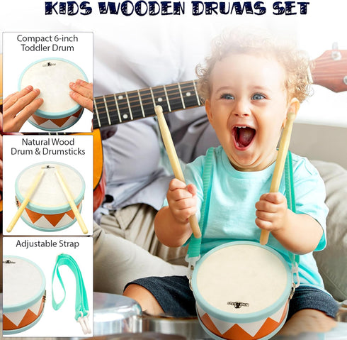 1-3 Set MINIARTIS Toddler Musical Instruments - Montessori Wooden Musical Toys for Toddlers | Modern Boho Baby Drum