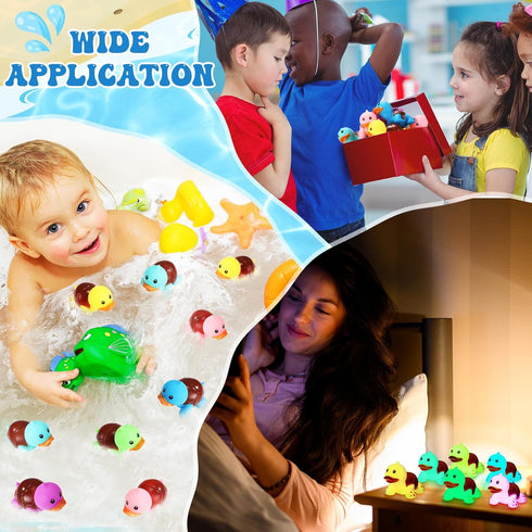 50 Decor(6 HyDren Pcs Rubber Turtle Duck Glow in The Dark Cute Duck Bulk Mini Squeaky Rubber Toys Floating Bathtub