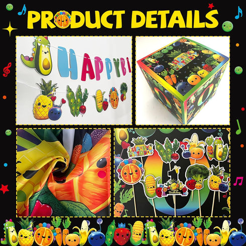 1st NANAGALI Hey One Bear Sensory Fruit Birthday Decorations - Dancing Fruit Birthday Party Backdrop Balloons Arch Box