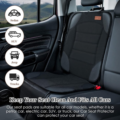 Car Seat Protector, Siivton Seat Protector for Child Car Seat Seat Cushion for Leather and Fabric Seats, 2 Mesh Pockets, Non-Slip Bottom, Waterproof Protectors for Vehicles Baby Pets (Black) by Siivton