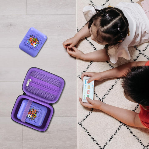Hard Carrying Case for Bitzee Interactive Toy Digital Pet, Black+Purple Protective Storage Case with Zipper Pocket