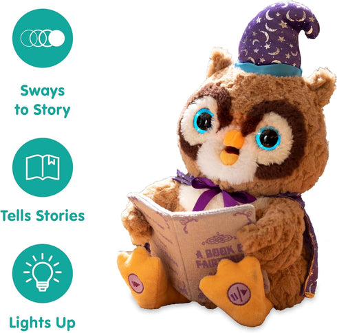 Cuddle Barn Octavius The Storytelling Owl - 12" Animated Plush Toy with Light Up Eyes and 5 Fairy-Tales Recital