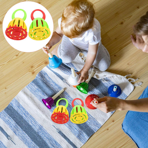 Handheld Jingle Ring Sleigh Bells: 2Pcs Cartoon Handbell Rattle, Luminous Musical Instrument for Kids