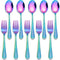 E-far 10-Piece Toddler Forks and Spoons Set, Stainless Steel Kids Safe Silverware for Self Feeding, Rainbow