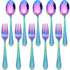 E-far 10-Piece Toddler Forks and Spoons Set, Stainless Steel Kids Safe Silverware for Self Feeding, Rainbow