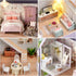 (D032) CUTEROOM Dollhouse Miniature with Furniture, DIY Wooden Dollhouse Kit Plus LED Lights, Creative Room