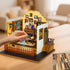 Roine Lxux 3D DIY Miniature Dollhouse Kits - Wooden Tiny Building Model Puzzle with LED Lights for Beginners - Craft