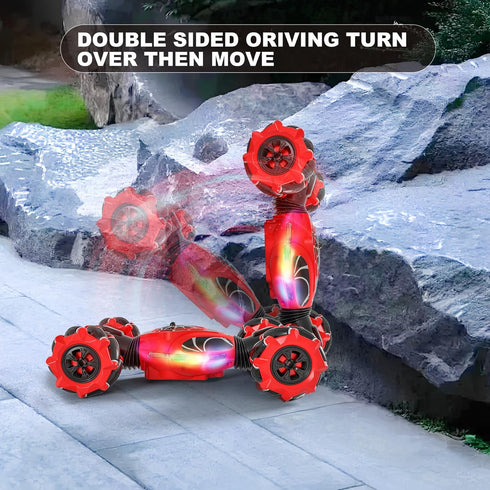 Red,1:24 4WD 360 6-12 Gesture RC Car High Speed Transform Stunt Car with Gesture & Remote Control, Rotation Drift