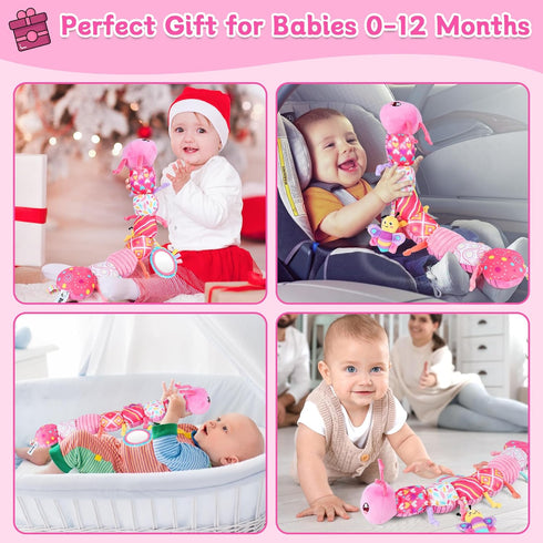 6-12 6-in-1 Tummy 0 3 6 9 12 18 Baby Girls Toys Months - Infant Sensory Music Animal Stuffed Caterpillar Toy