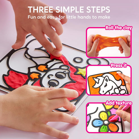8 4-9 JOVA Klever Kits Air Dry Clay Painting, Air Clay Kit for Kids, Pre-grooved Filling and Original Designed Boards