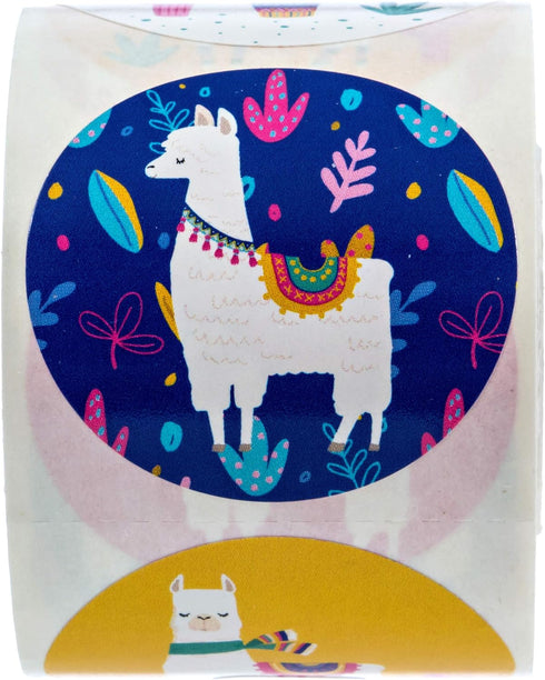 250 Llama Party Stickers - 1.5" Vibrant Desert Event Decals, 6 Colorful Alpaca Designs, Made in The USA