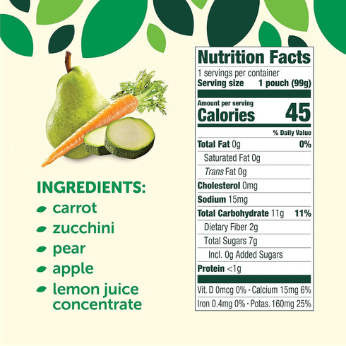 Pack, 3.5oz, 18ct Beech-Nut Baby Food Pouches Veggies & Fruities Variety