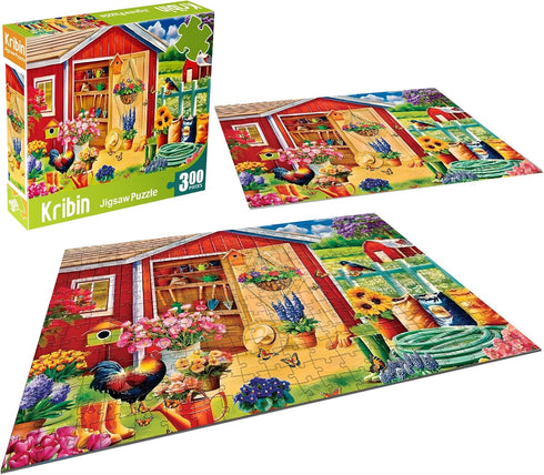 300 Piece Jigsaw Puzzle - Vibrant Farm Garden Cottage for Adults and Kids