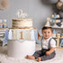 1st First Birthday High Chair Banner Decorations For Boy Birthday Hat With One Cake Topper Photo Backdrop