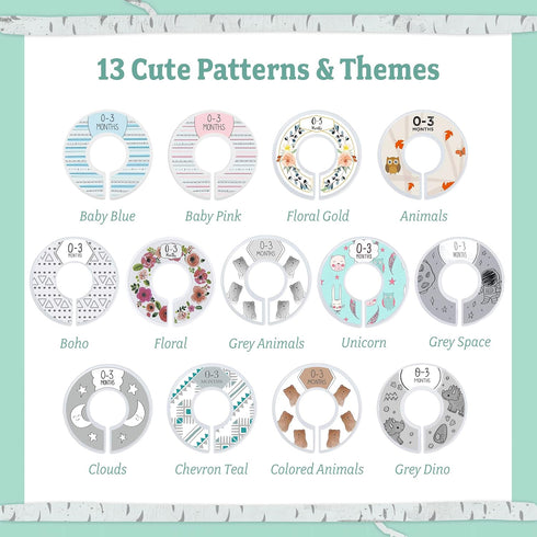 Baby Nest Designs Closet Dividers for Baby Clothes - 7X Size Age Dividers from Newborn Infant to 24 Months, Boho Baby