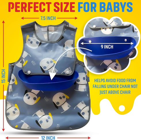 Plastic Bib - Easiest Bib to Clean, No Washer/Dryer or Scrubbing Needed, 1T-3T