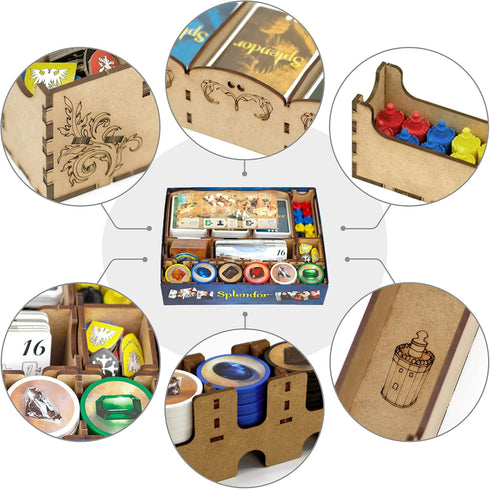 TowerRex Board Game Organizer for Splendor Game Box, Cities of Splendor Expansion, Game Tokens, Cards