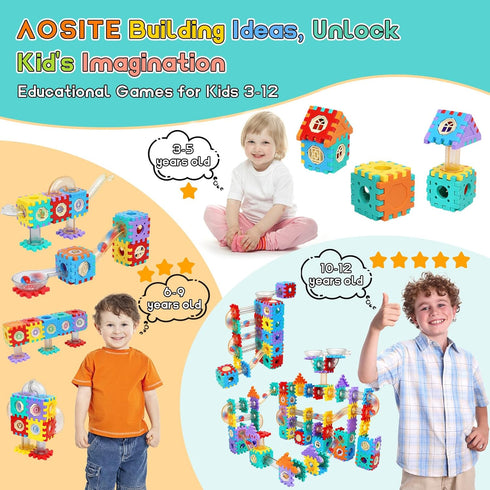 234 4 5 6 7 8 9 10 11 12Years, AOSITE PCS STEM Marble Run Building Learning Toy Kid Gift Construction Race Track