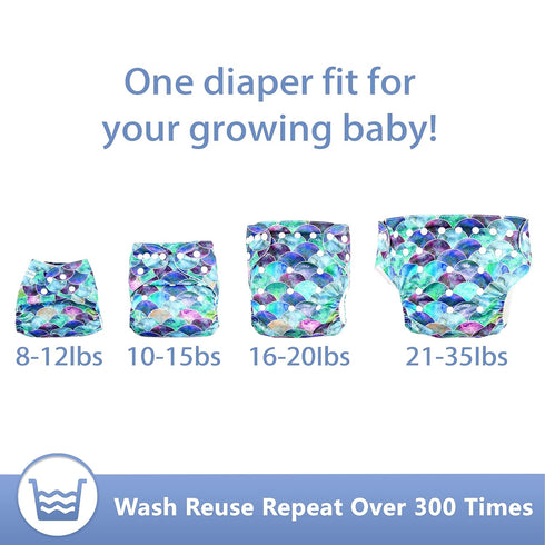Reusable Cloth Diapers for Babies - Leekalos One Size with Inserts
