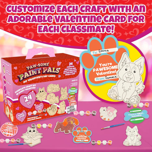 (24 Cat & Dog Wood Painting Kits ct)- Goodie Bag Party Favors for Kids Birthday Party & School Classroom Prizes-Each